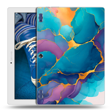 Силиконовый чехол на Lenovo Tab 2 A10-30 с принтом Мрамор блестки