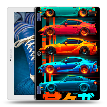 Силиконовый чехол на Lenovo Tab 2 A10-30 с принтом машины тачки