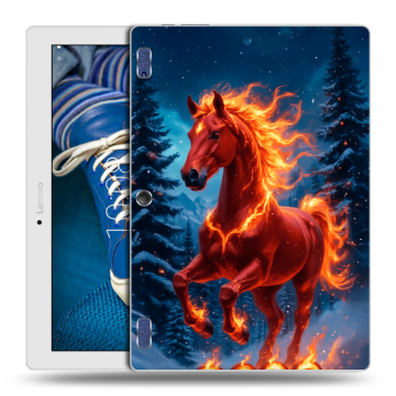 Силиконовый чехол на Lenovo Tab 2 A10-30 с принтом Новый год коня