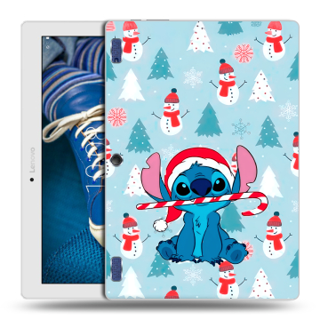 Силиконовый чехол на Lenovo Tab 2 A10-30 с принтом Стич Новый год