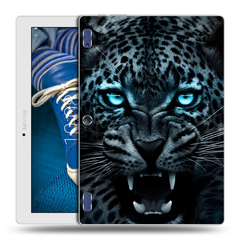 Силиконовый чехол на Lenovo Tab 2 A10-30 с принтом Темный леопард Силиконовый чехол на Lenovo Tab 2 A10-30 с принтом Темный леопард