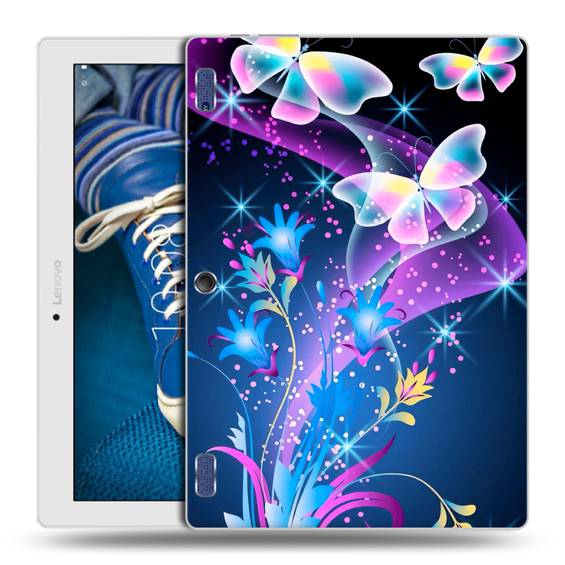 Силиконовый чехол на Lenovo Tab 2 A10-30 с принтом Бабочки Силиконовый чехол на Lenovo Tab 2 A10-30 с принтом Бабочки