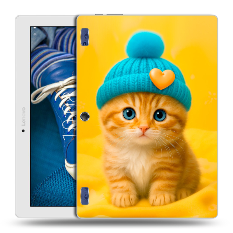 Силиконовый чехол на Lenovo Tab 2 A10-30 с принтом Котенок в шапке Силиконовый чехол на Lenovo Tab 2 A10-30 с принтом Котенок в шапке