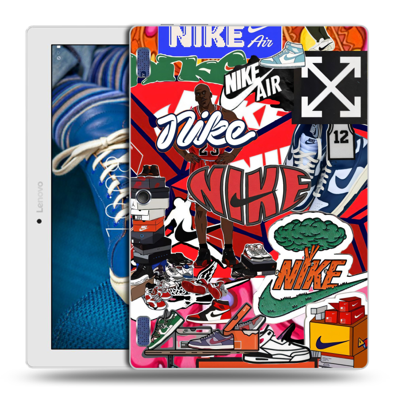 Силиконовый чехол на Lenovo Tab 2 A10-30 с принтом Найк Nike яркий Силиконовый чехол на Lenovo Tab 2 A10-30 с принтом Найк Nike яркий