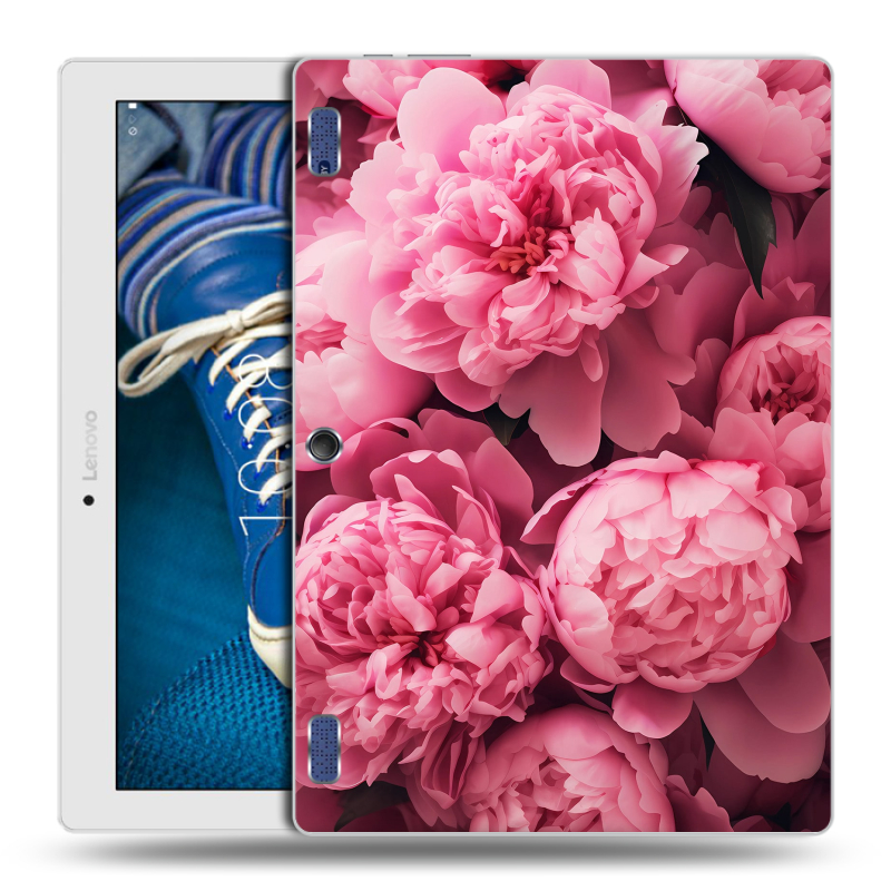 Силиконовый чехол на Lenovo Tab 2 A10-30 с принтом цветы пионы Силиконовый чехол на Lenovo Tab 2 A10-30 с принтом цветы пионы