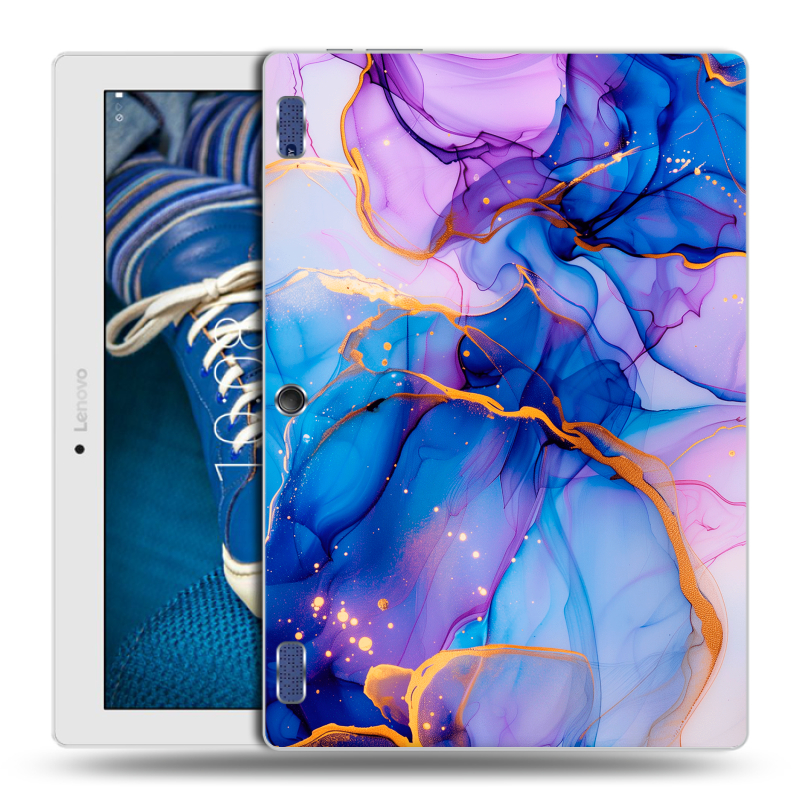 Силиконовый чехол на Lenovo Tab 2 A10-30 с принтом синий мрамор Силиконовый чехол на Lenovo Tab 2 A10-30 с принтом синий мрамор