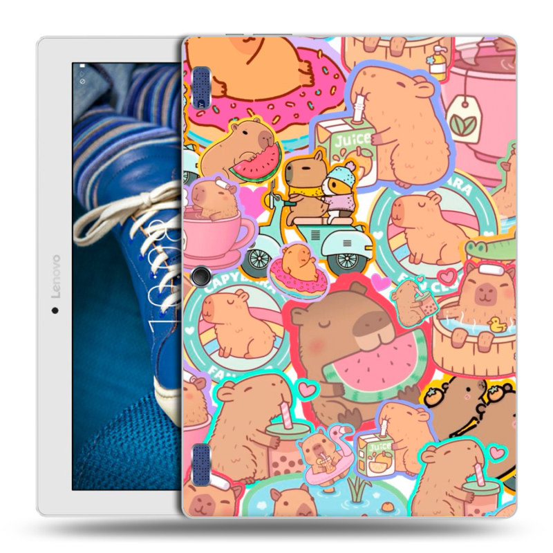 Силиконовый чехол на Lenovo Tab 2 A10-30 с принтом капибары Силиконовый чехол на Lenovo Tab 2 A10-30 с принтом капибары