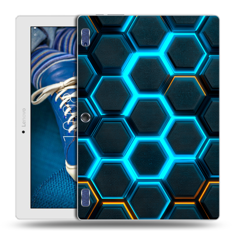 Силиконовый чехол на Lenovo Tab 2 A10-30 с принтом Неоновые соты Силиконовый чехол на Lenovo Tab 2 A10-30 с принтом Неоновые соты