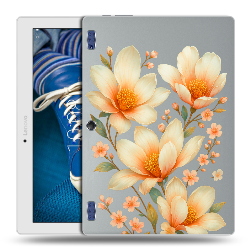 Силиконовый чехол на Lenovo Tab 2 A10-30 с принтом Цветы Силиконовый чехол на Lenovo Tab 2 A10-30 с принтом Цветы