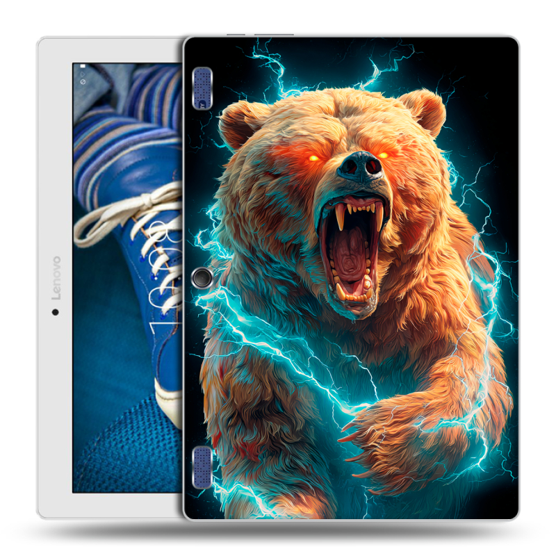 Силиконовый чехол на Lenovo Tab 2 A10-30 с принтом Медведь Силиконовый чехол на Lenovo Tab 2 A10-30 с принтом Медведь