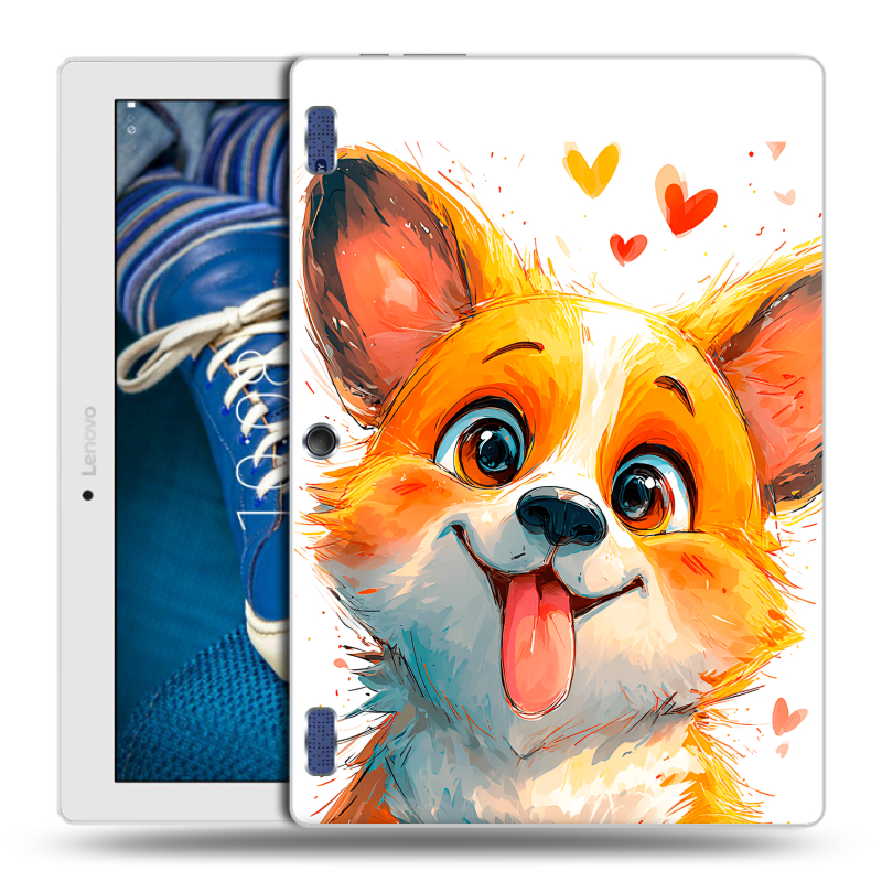 Силиконовый чехол на Lenovo Tab 2 A10-30 с принтом корги Силиконовый чехол на Lenovo Tab 2 A10-30 с принтом корги