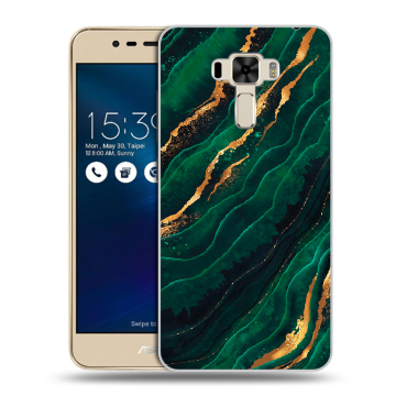 Силиконовый чехол на Asus ZenFone 3 Laser с принтом Мрамор зеленое золото Силиконовый чехол на Asus ZenFone 3 Laser с принтом Мрамор зеленое золото