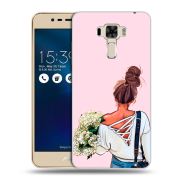 Силиконовый чехол на Asus ZenFone 3 Laser с принтом Девушка и букет Силиконовый чехол на Asus ZenFone 3 Laser с принтом Девушка и букет