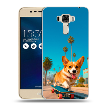 Силиконовый чехол на Asus ZenFone 3 Laser с принтом Корги на скейте