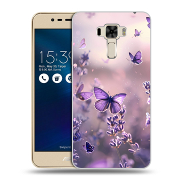 Силиконовый чехол на Asus ZenFone 3 Laser с принтом бабочки и лаванда Силиконовый чехол на Asus ZenFone 3 Laser с принтом бабочки и лаванда