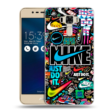 Силиконовый чехол на Asus ZenFone 3 Laser с принтом найк nike черный Силиконовый чехол на Asus ZenFone 3 Laser с принтом найк nike черный