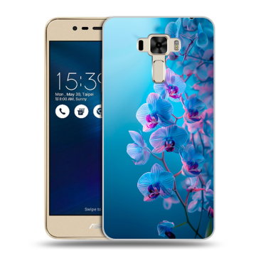 Силиконовый чехол на Asus ZenFone 3 Laser с принтом голубые орхидеи Силиконовый чехол на Asus ZenFone 3 Laser с принтом голубые орхидеи