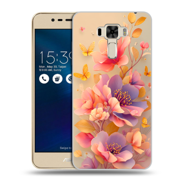 Силиконовый чехол на Asus ZenFone 3 Laser с принтом Цветы и бабочки Силиконовый чехол на Asus ZenFone 3 Laser с принтом Цветы и бабочки