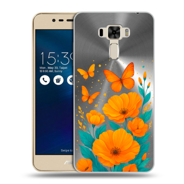 Силиконовый чехол на Asus ZenFone 3 Laser с принтом цветы бабочки Силиконовый чехол на Asus ZenFone 3 Laser с принтом цветы бабочки