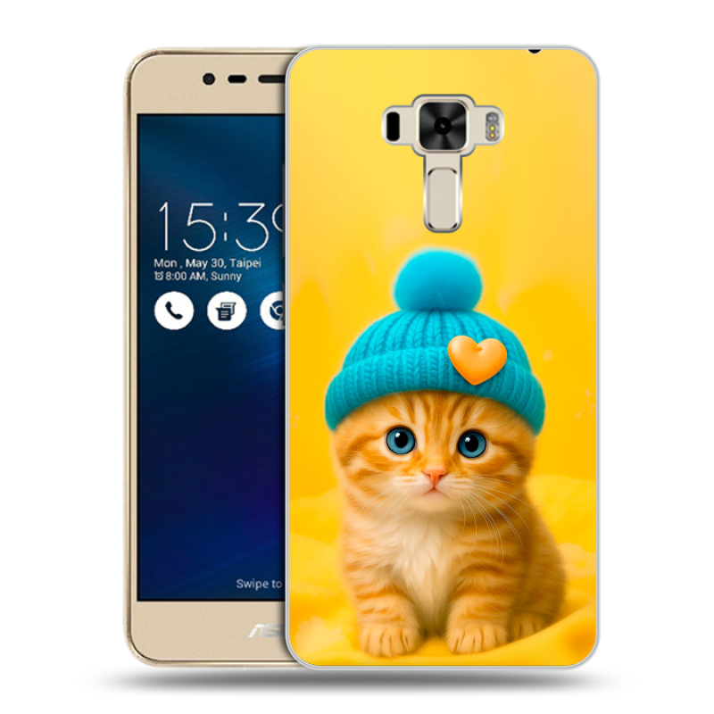 Силиконовый чехол на Asus ZenFone 3 Laser с принтом Котенок в шапке Силиконовый чехол на Asus ZenFone 3 Laser с принтом Котенок в шапке