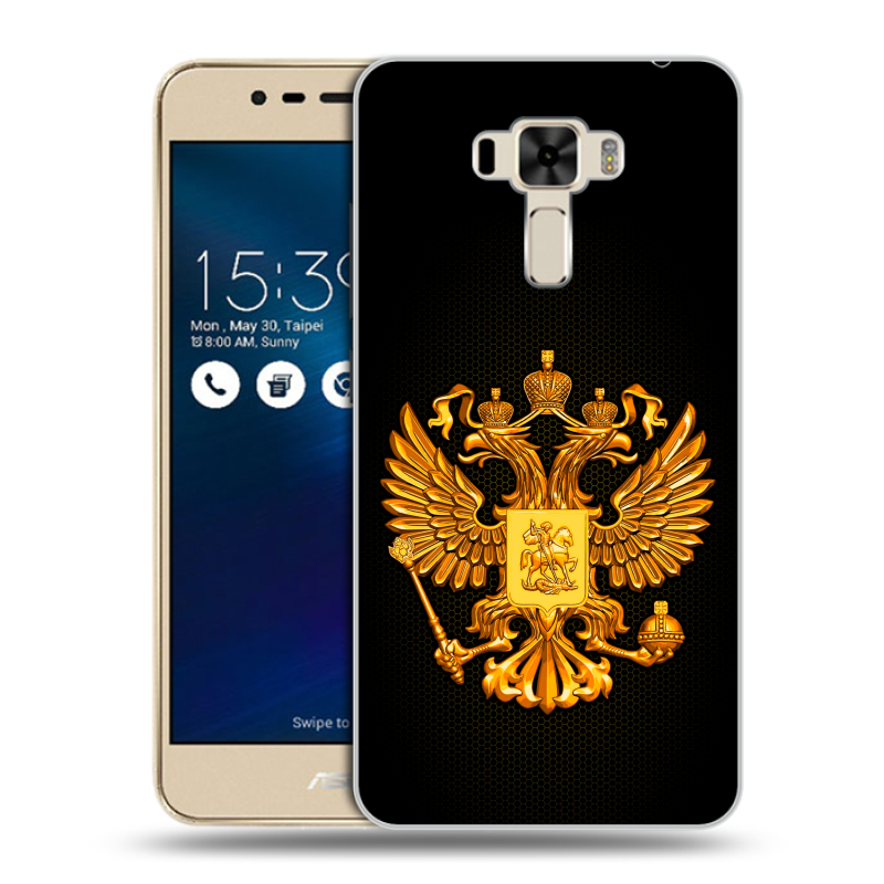 Силиконовый чехол на Asus ZenFone 3 Laser с принтом Герб России желтый Силиконовый чехол на Asus ZenFone 3 Laser с принтом Герб России желтый