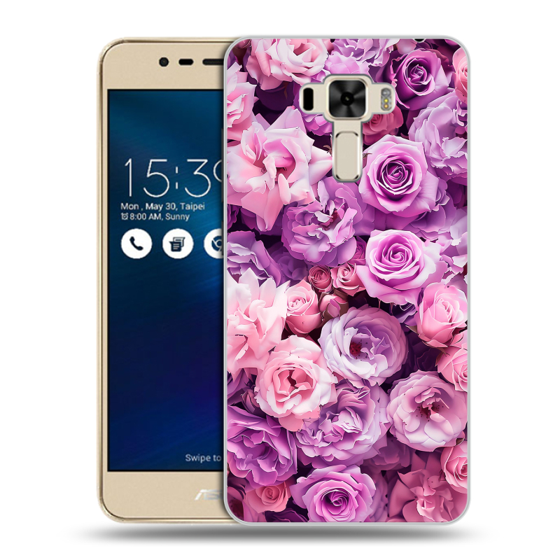 Силиконовый чехол на Asus ZenFone 3 Laser с принтом лавандовые розы Силиконовый чехол на Asus ZenFone 3 Laser с принтом лавандовые розы