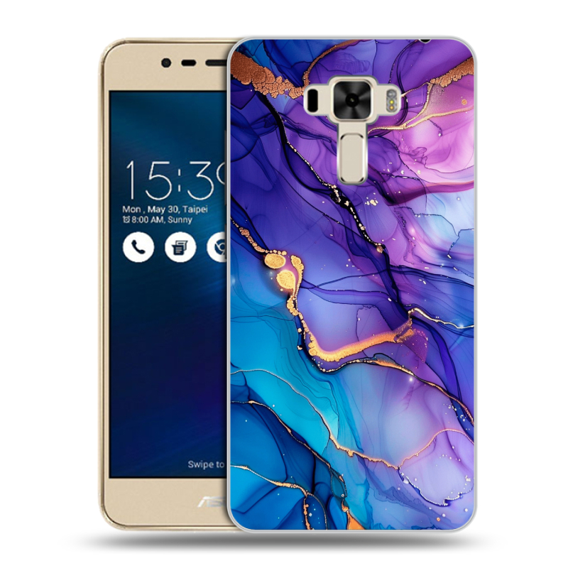 Силиконовый чехол на Asus ZenFone 3 Laser с принтом синий мрамор Силиконовый чехол на Asus ZenFone 3 Laser с принтом синий мрамор