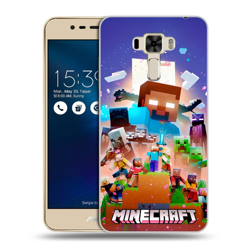 Силиконовый чехол на Asus ZenFone 3 Laser с принтом Майнкрафт Minecraft Силиконовый чехол на Asus ZenFone 3 Laser с принтом Майнкрафт Minecraft