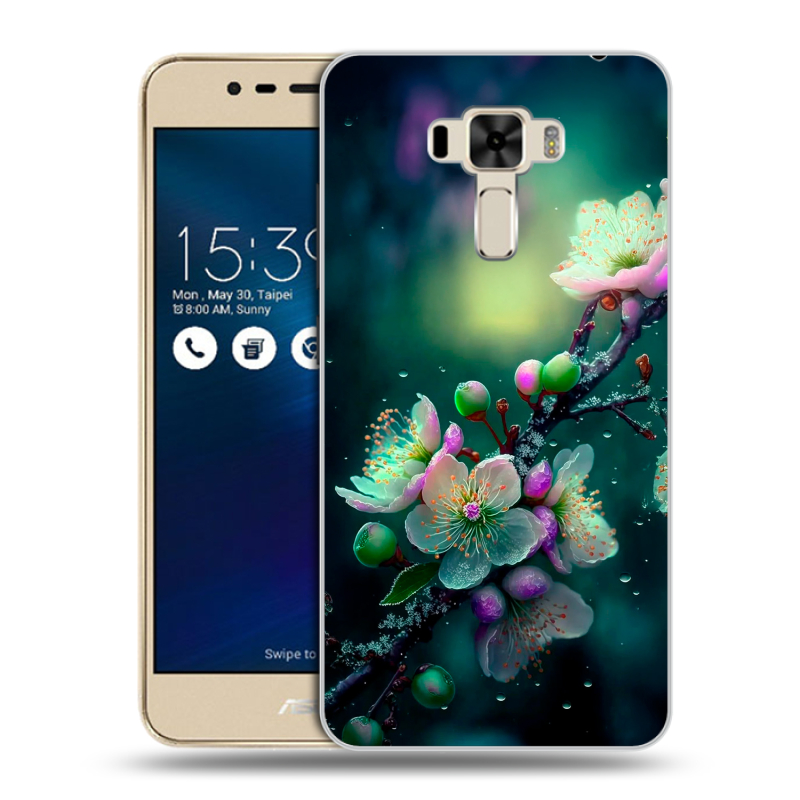 Силиконовый чехол на Asus ZenFone 3 Laser с принтом Цветы и мрамор Силиконовый чехол на Asus ZenFone 3 Laser с принтом Цветы и мрамор