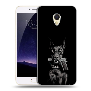 Пластиковый чехол на Meizu MX6 с принтом Доберман и пистолет Пластиковый чехол на Meizu MX6 с принтом Доберман и пистолет