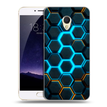 Пластиковый чехол на Meizu MX6 с принтом Неоновые соты
