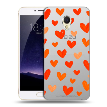 Пластиковый чехол на Meizu MX6 с принтом Сердечки