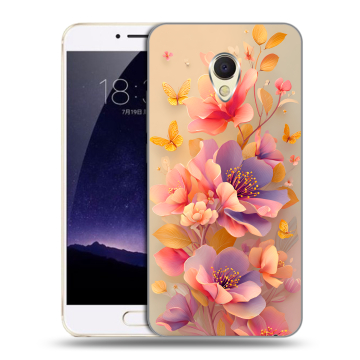 Пластиковый чехол на Meizu MX6 с принтом Цветы и бабочки
