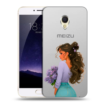 Пластиковый чехол на Meizu MX6 с принтом девушка цветы