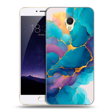 Пластиковый чехол на Meizu MX6 с принтом Мрамор блестки