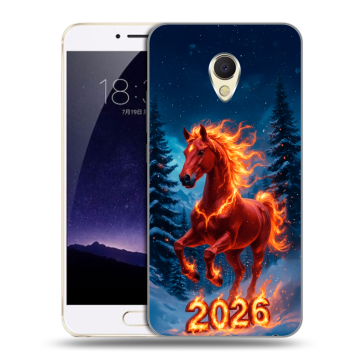Пластиковый чехол на Meizu MX6 с принтом Новый год коня