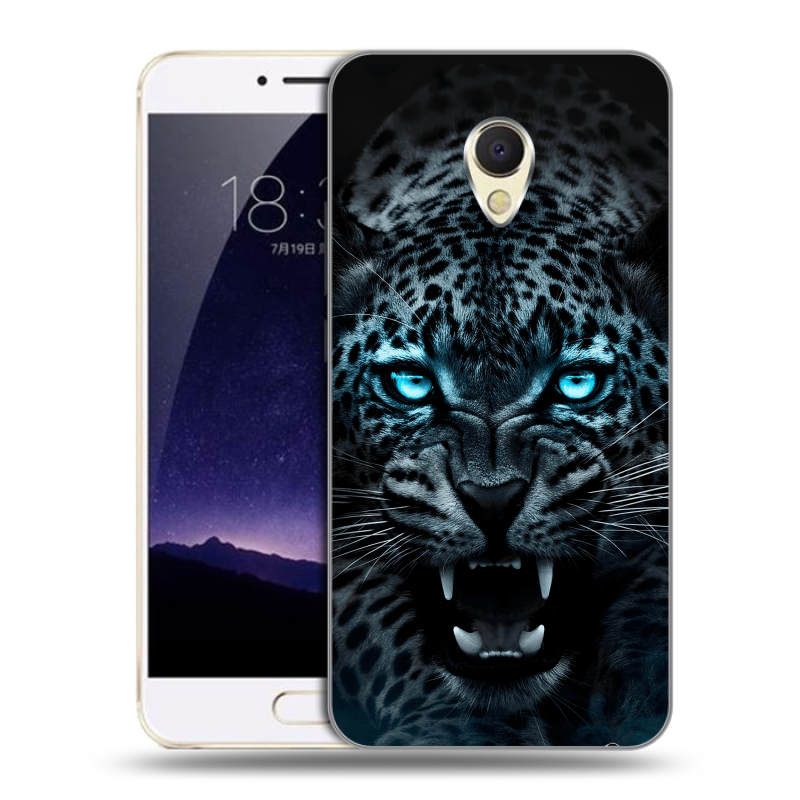 Пластиковый чехол на Meizu MX6 с принтом Темный леопард Пластиковый чехол на Meizu MX6 с принтом Темный леопард