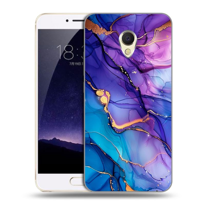 Пластиковый чехол на Meizu MX6 с принтом синий мрамор Пластиковый чехол на Meizu MX6 с принтом синий мрамор