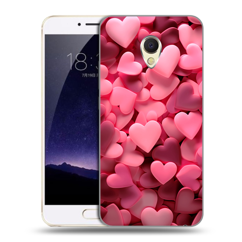 Пластиковый чехол на Meizu MX6 с принтом розовые сердечки Пластиковый чехол на Meizu MX6 с принтом розовые сердечки