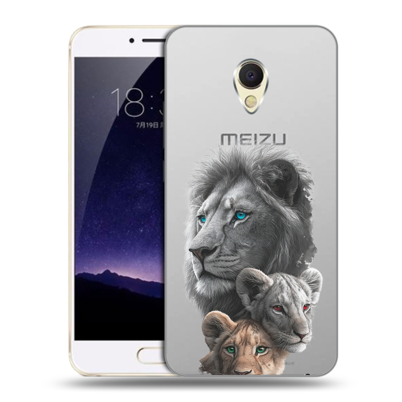 Пластиковый чехол на Meizu MX6 с принтом Львы Пластиковый чехол на Meizu MX6 с принтом Львы
