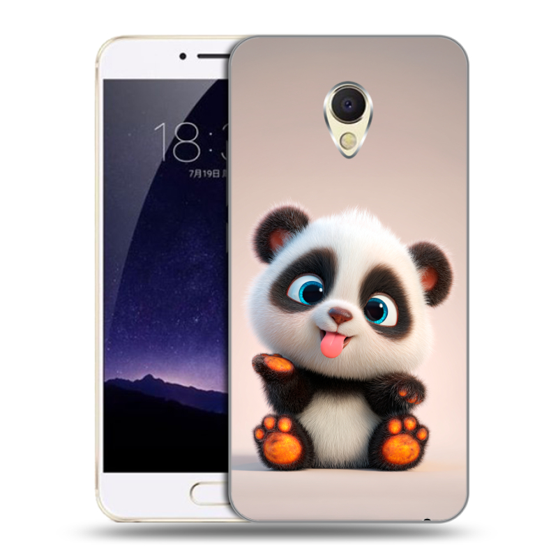 Пластиковый чехол на Meizu MX6 с принтом милая панда Пластиковый чехол на Meizu MX6 с принтом милая панда