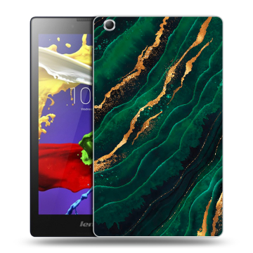 Силиконовый чехол на Lenovo Tab 3 7 Essential с принтом Мрамор зеленое золото