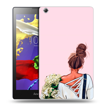 Силиконовый чехол на планшета Lenovo Tab 3 7 Essential с принтом Девушка и букет Силиконовый чехол на планшета Lenovo Tab 3 7 Essential с принтом Девушка и букет