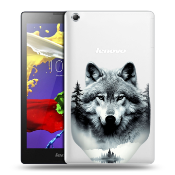 Силиконовый чехол на Lenovo Tab 3 7 Essential с принтом Волк в лесу