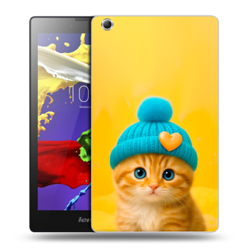 Силиконовый чехол на Lenovo Tab 3 7 Essential с принтом Котенок в шапке