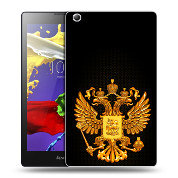 Силиконовый чехол на Lenovo Tab 3 7 Essential с принтом Герб России желтый