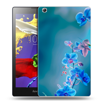Силиконовый чехол на Lenovo Tab 3 7 Essential с принтом Голубые цветы
