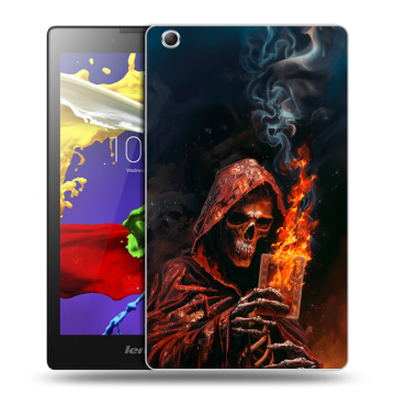 Силиконовый чехол на Lenovo Tab 3 7 Essential с принтом Скелет и карты