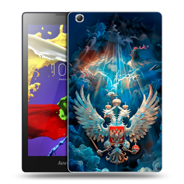 Силиконовый чехол на Lenovo Tab 3 7 Essential с принтом Герб флаг России