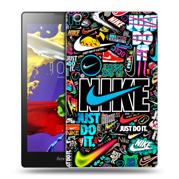 Силиконовый чехол на Lenovo Tab 3 7 Essential с принтом найк nike черный Силиконовый чехол на Lenovo Tab 3 7 Essential с принтом найк nike черный
